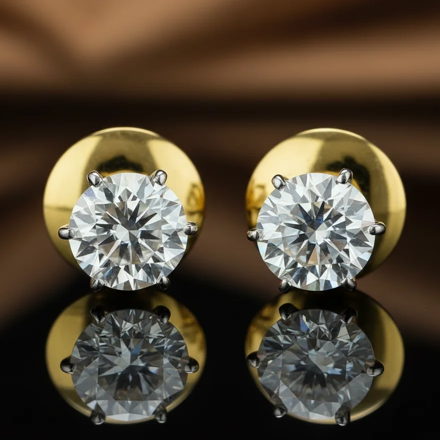 Solitaire Diamond Stud Earrings - 0.85 ct Each – lab-grown diamond earrings