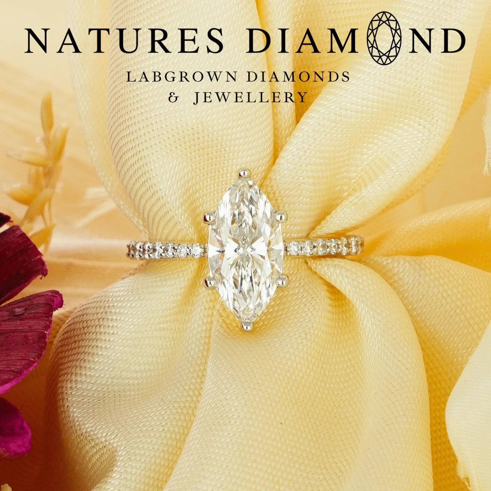 2ct Marquise Solitaire Pave Ring – lab-grown diamond ring