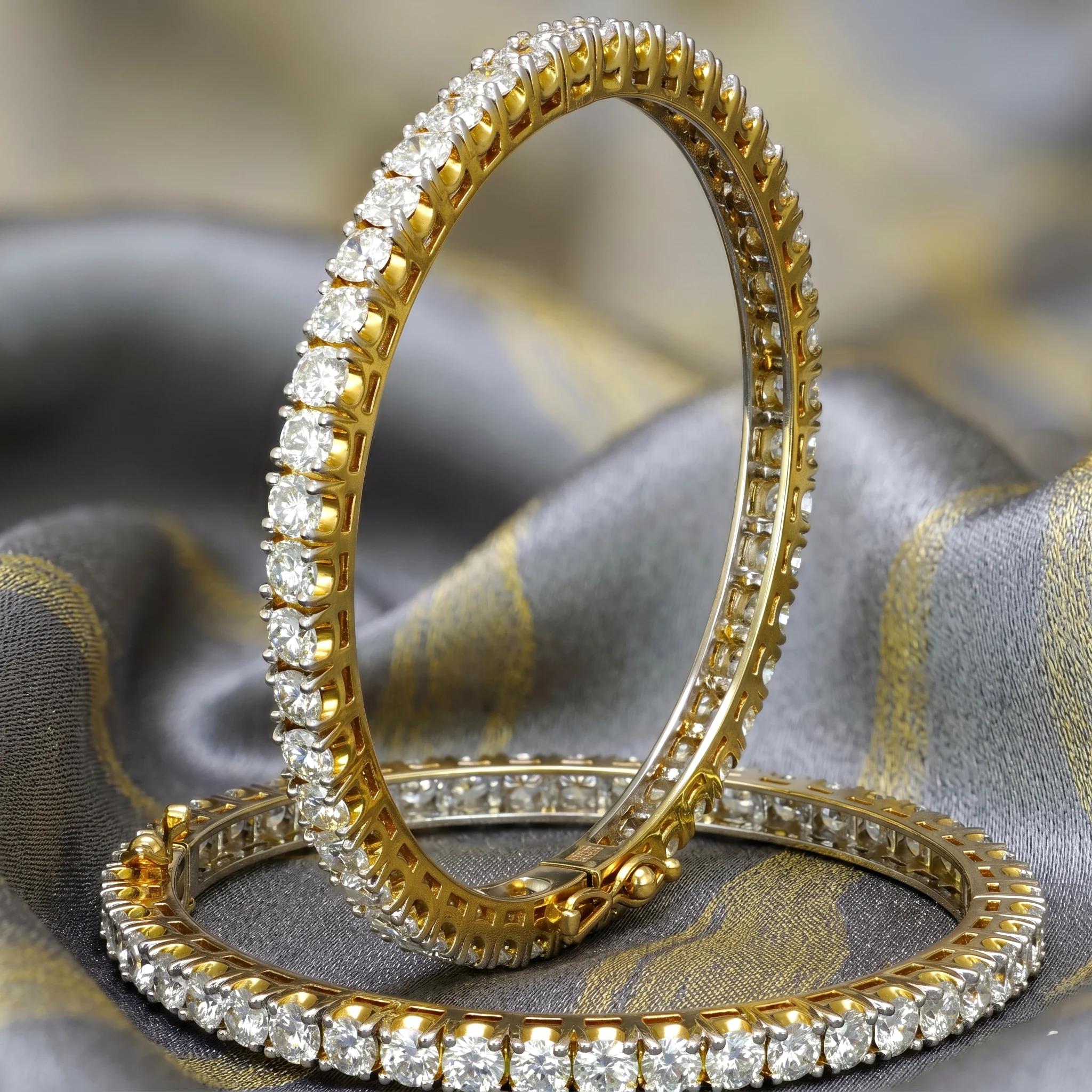 Gold sparkle bangle set – lab-grown diamond bangle