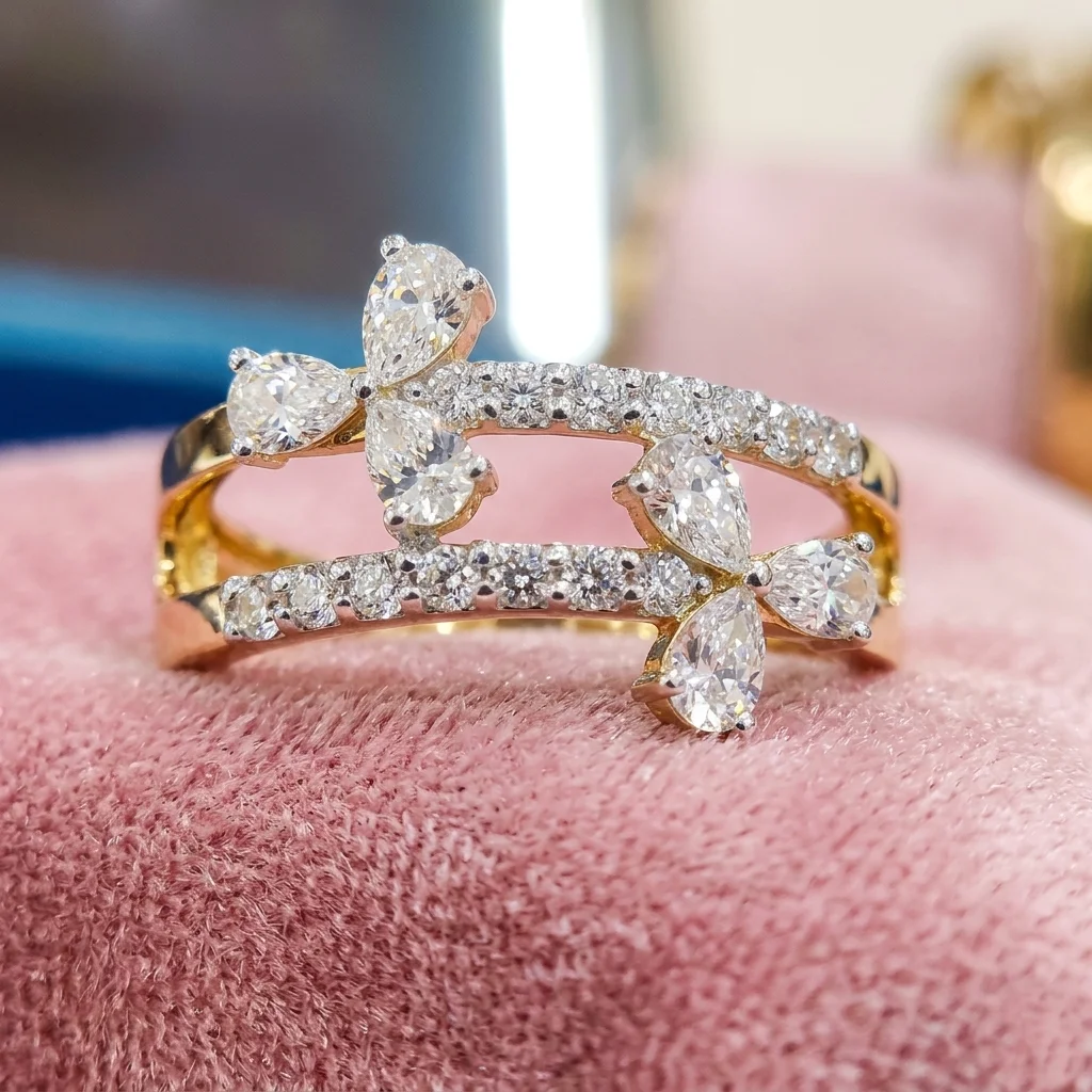 Round Pear Cut Diamond Engagement Band – lab-grown diamond ring