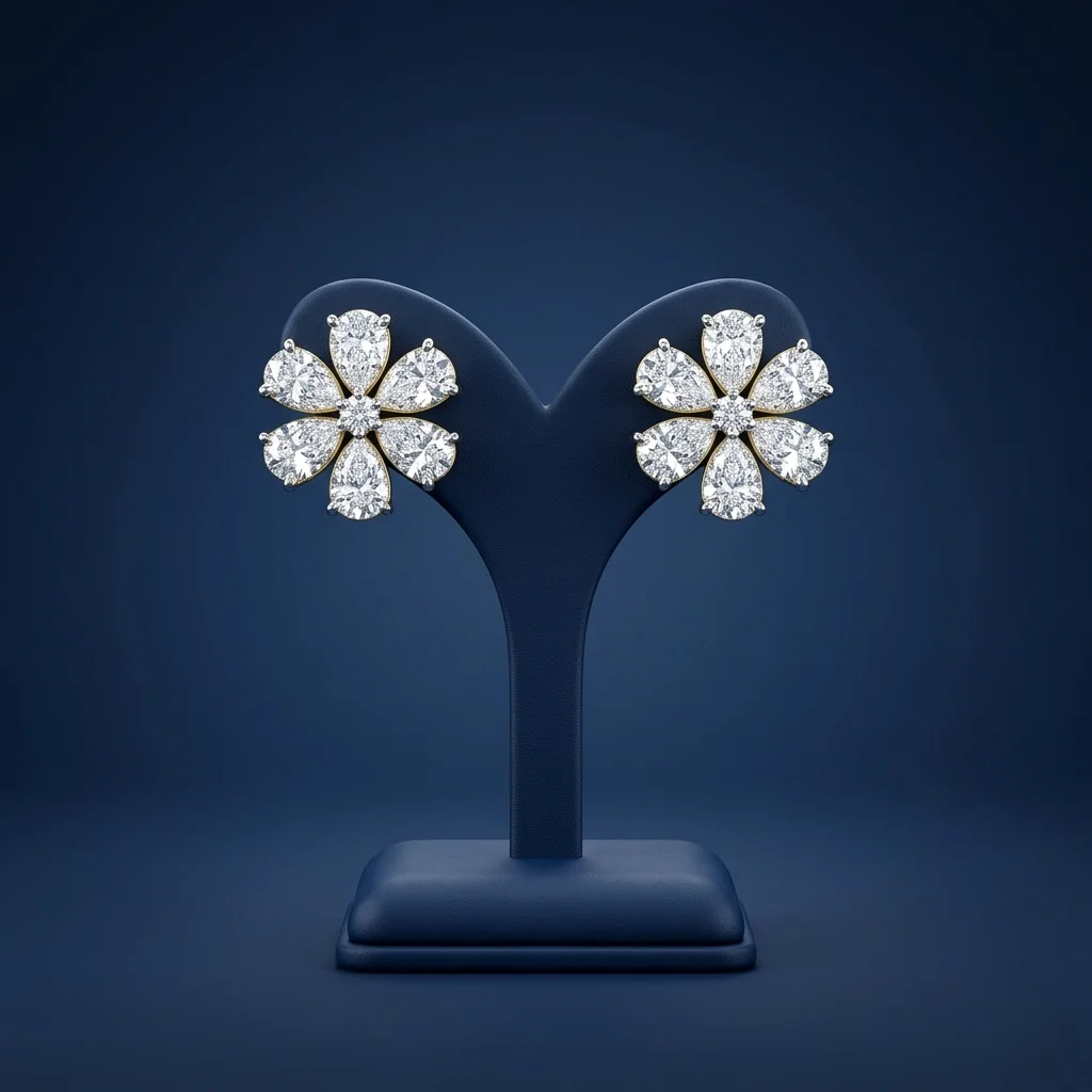 Golden Flower Studs – lab-grown diamond earrings