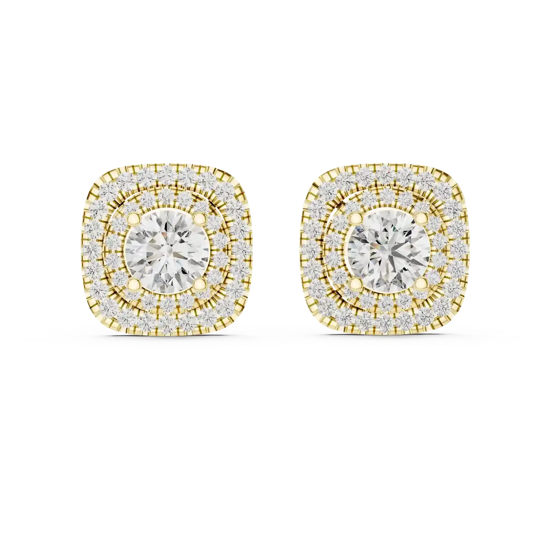 Double-halo diamond studs – lab-grown diamond earrings