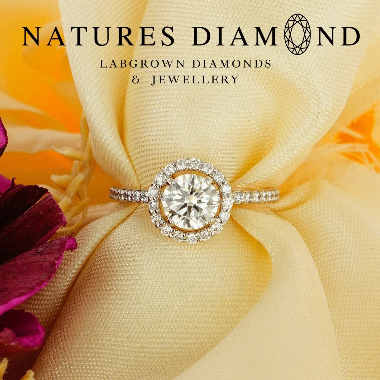 Round Halo Pave Ring – lab-grown diamond ring