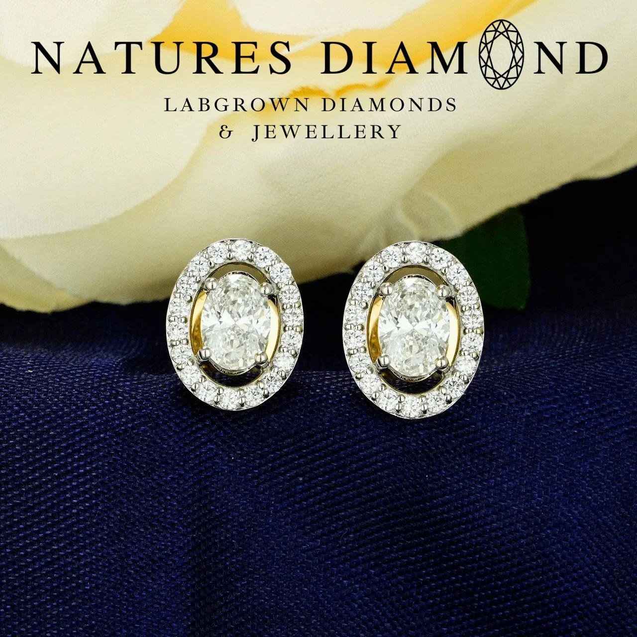 Oval Halo Studs Earrings – lab-grown diamond earrings