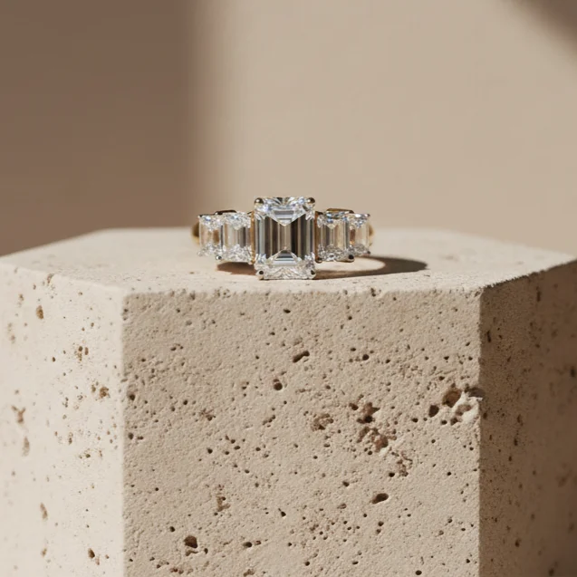 Emerald-Cut Five-Stone Engagement Ring – lab-grown diamond ring