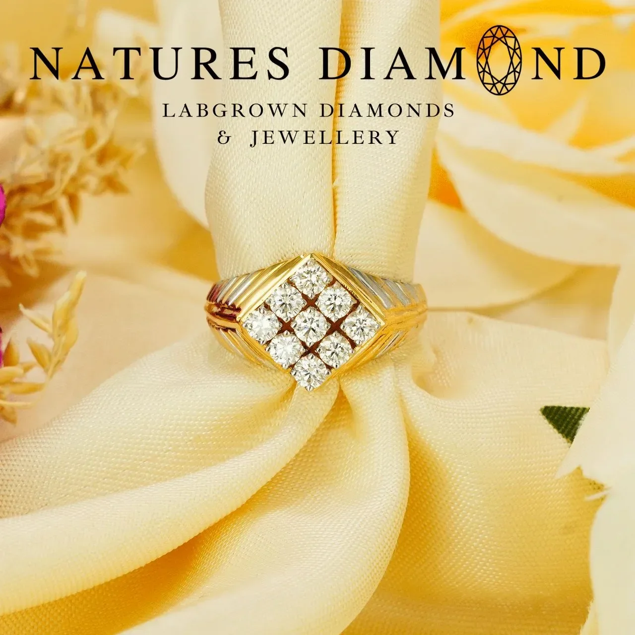 9-Stones Mens Diamond Ring – lab-grown diamond ring