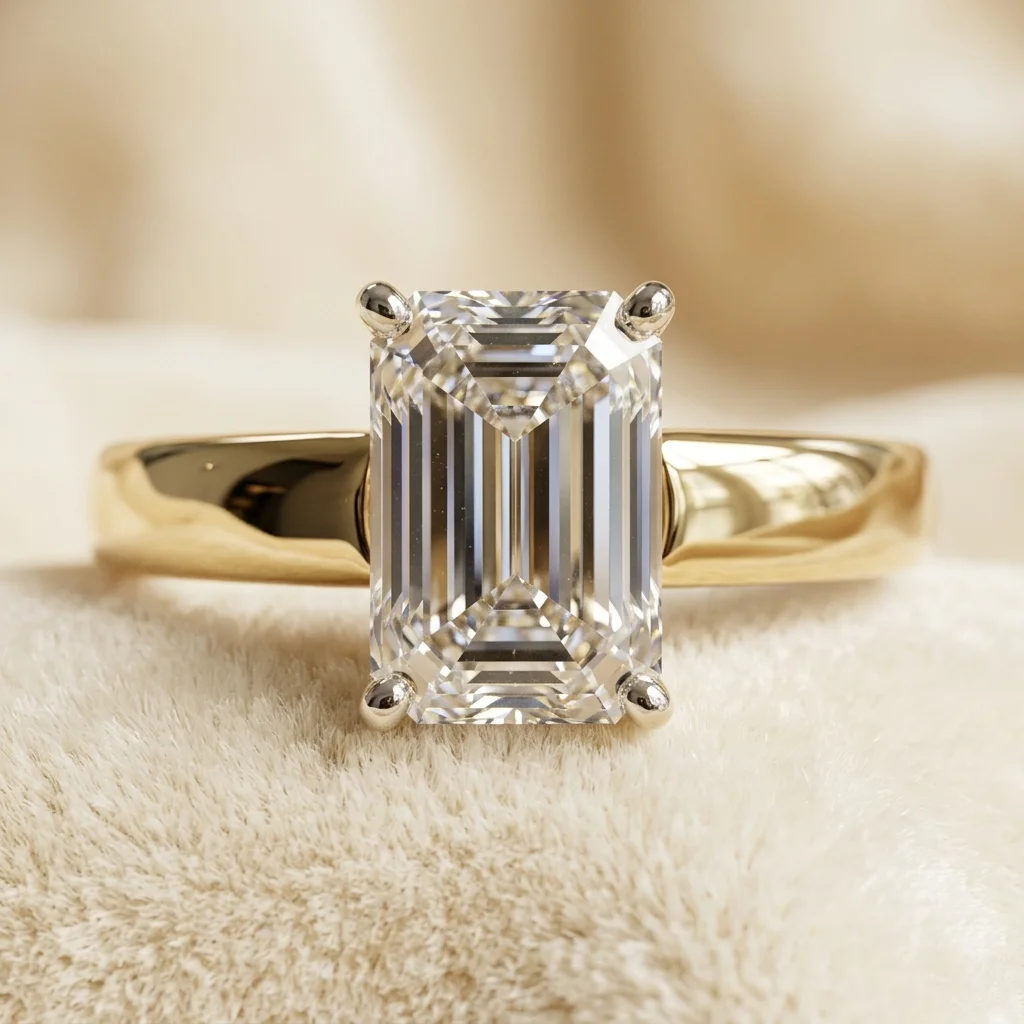 Emerald-Cut Solitaire Ring💍 – lab-grown diamond ring