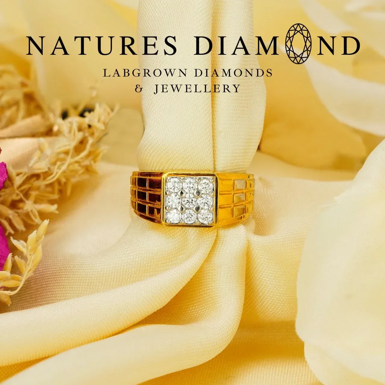 9-Stones Mens Ring – lab-grown diamond ring