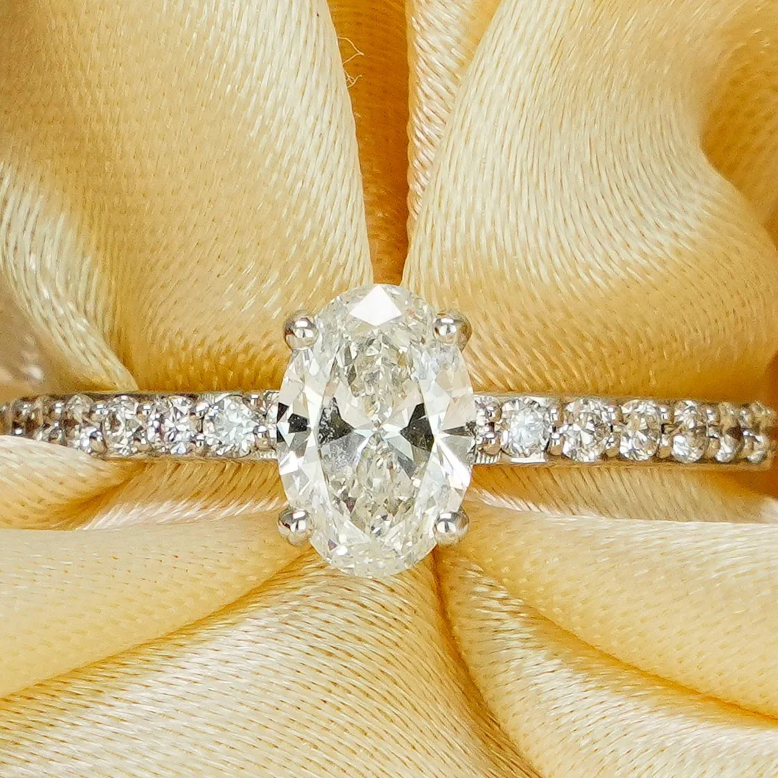 Oval Solitaire Ring In Pave Setting by Natures Diamond – lab-grown diamond ring
