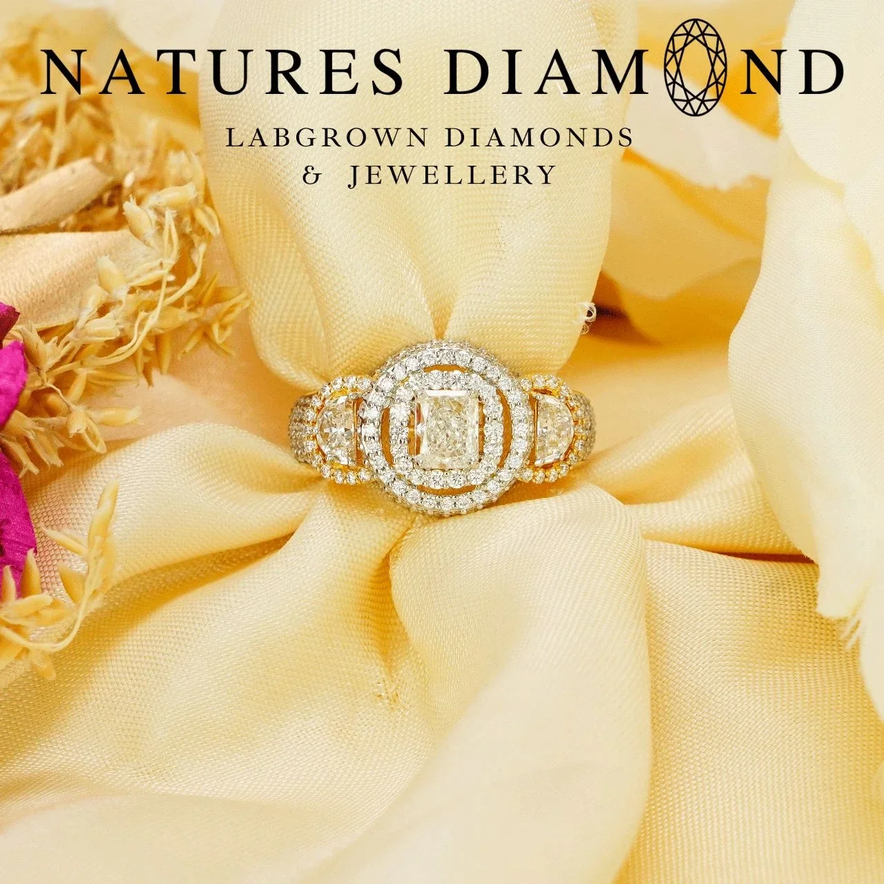 Cocktail Ring With Radiant Center – lab-grown diamond ring