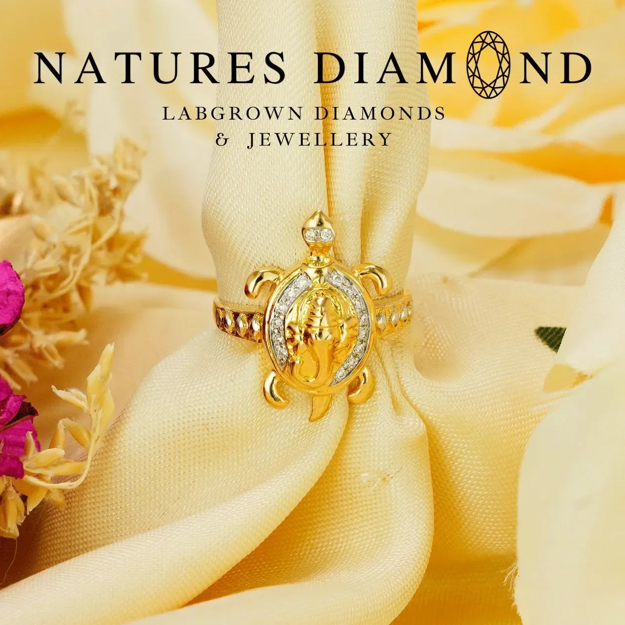 Ganesh Ji & Tortoise Ring – lab-grown diamond ring